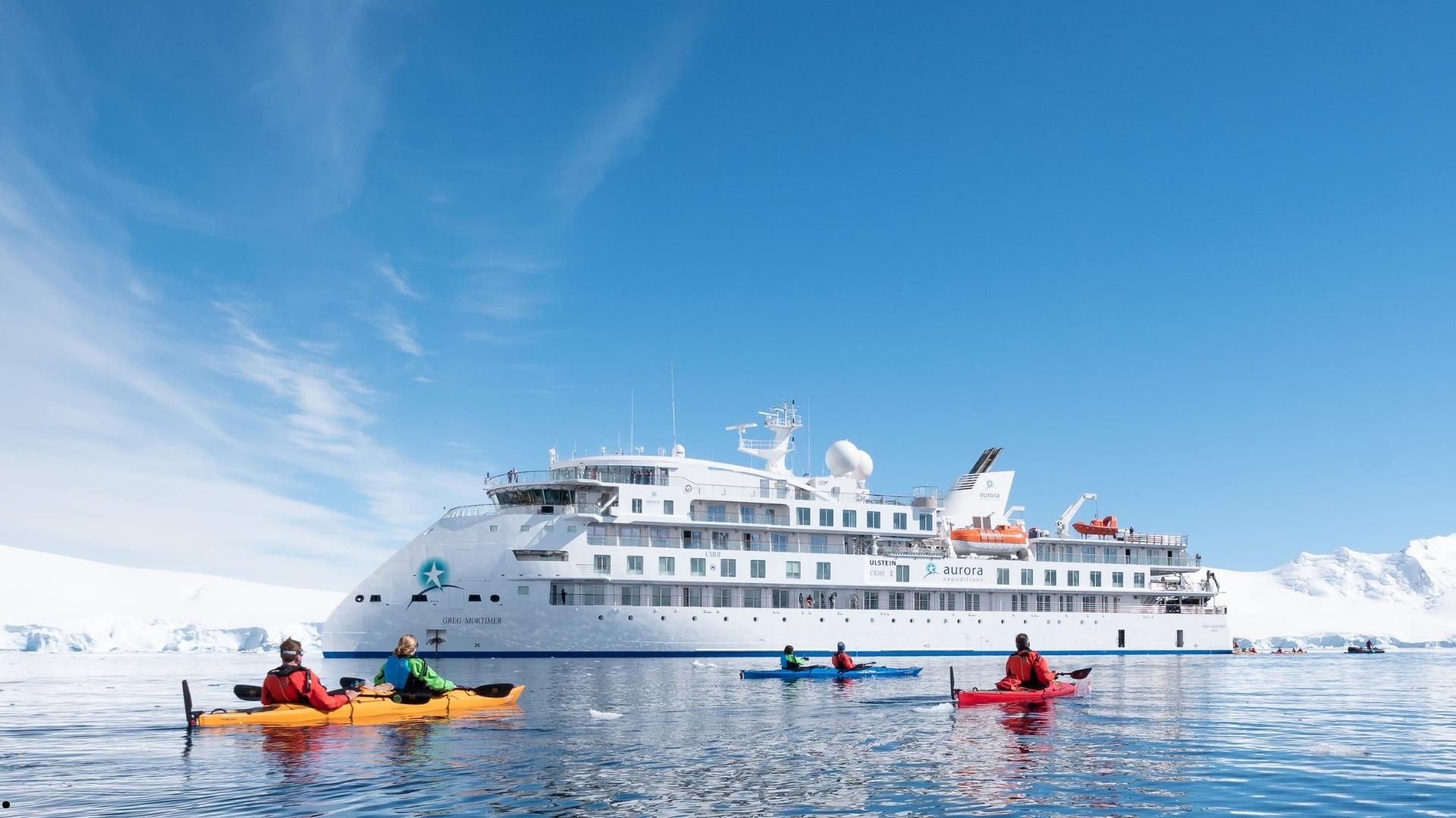 Expedition cruise through a remote polar landscape