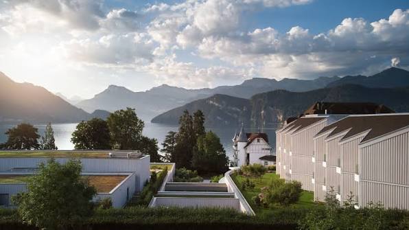 Chenot Palace Weggis overlooking Lake Lucerne in Switzerland